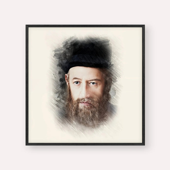 Rabbi Sholom Dovber Schneersohn, color portrait with black frame; square format example