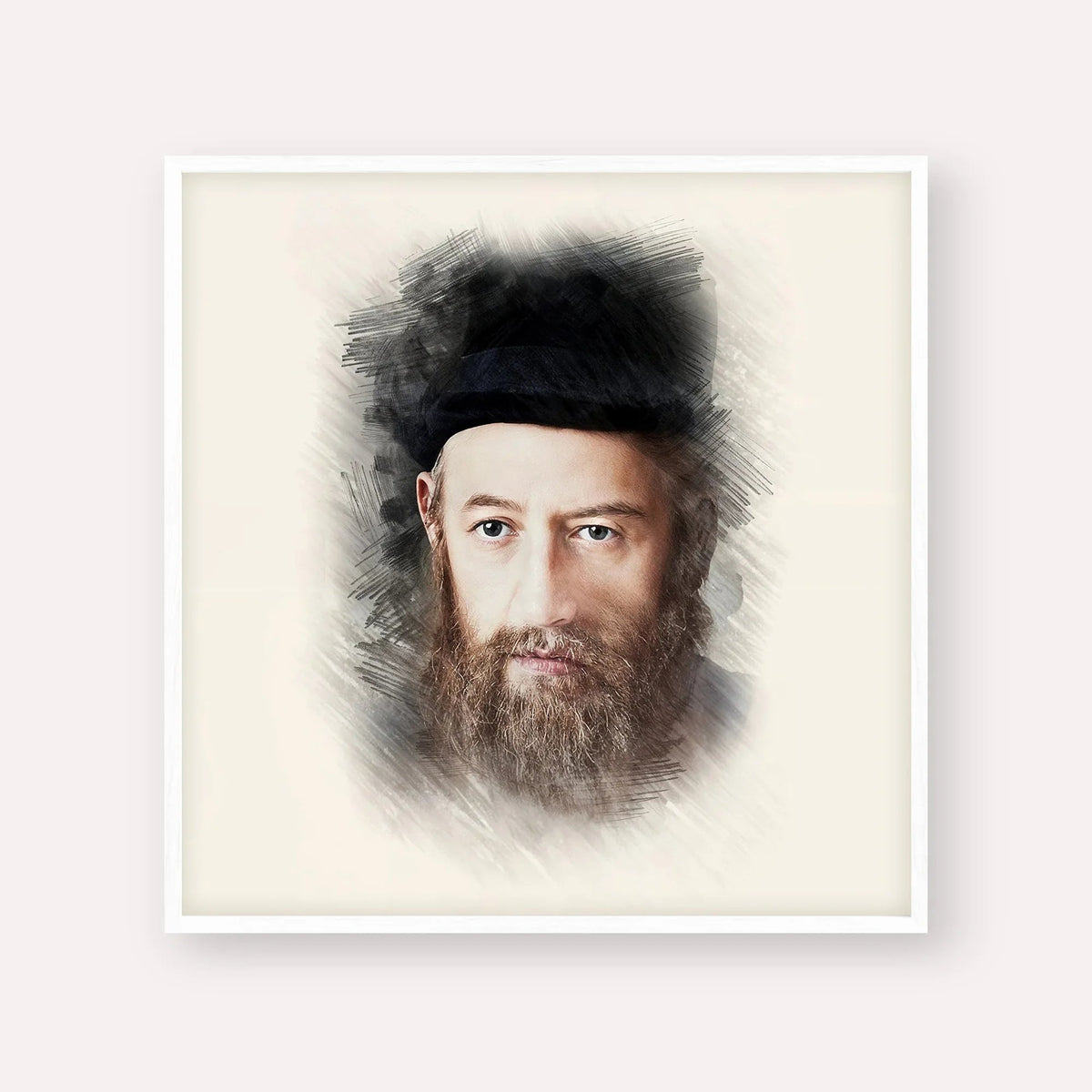 Rabbi Sholom Dovber Schneersohn, color portrait with white frame; square format example