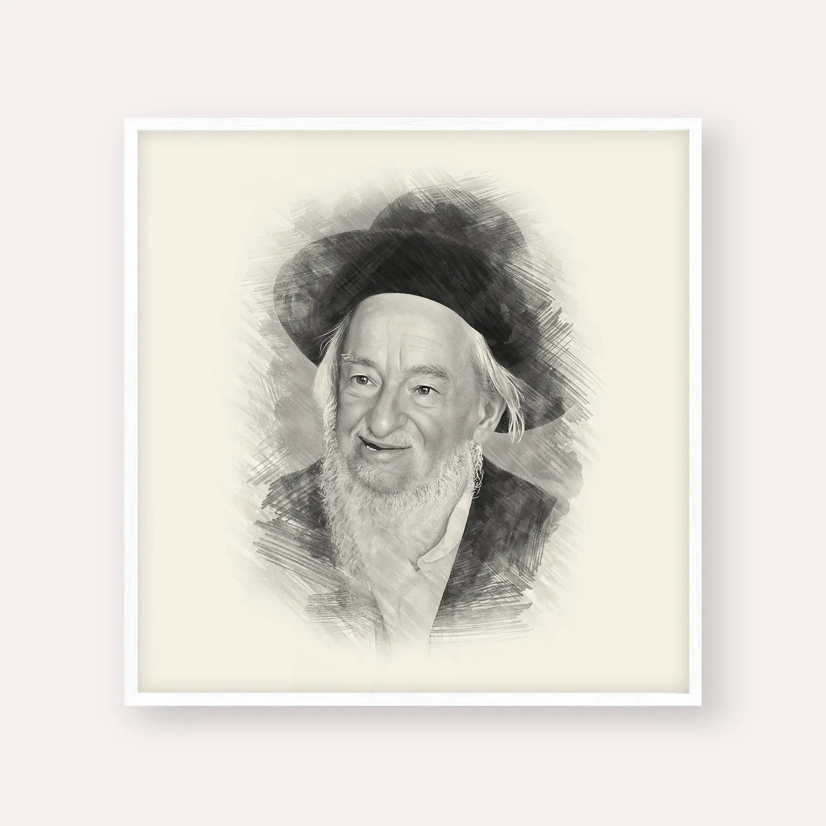 Rabbi Yaakov Galinsky, black & white portrait with white frame; square format example