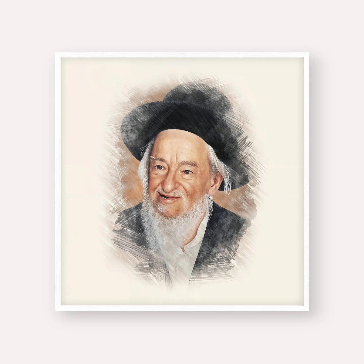 Rabbi Yaakov Galinsky, color portrait with white frame; square format example