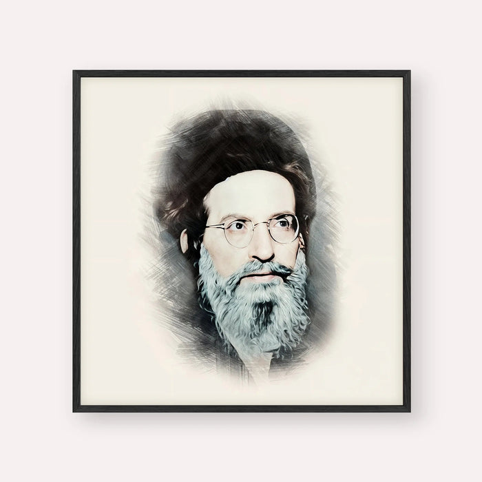 Rabbi Yehuda Ashlag (Baal HaSulam), color portrait with black frame; square format example