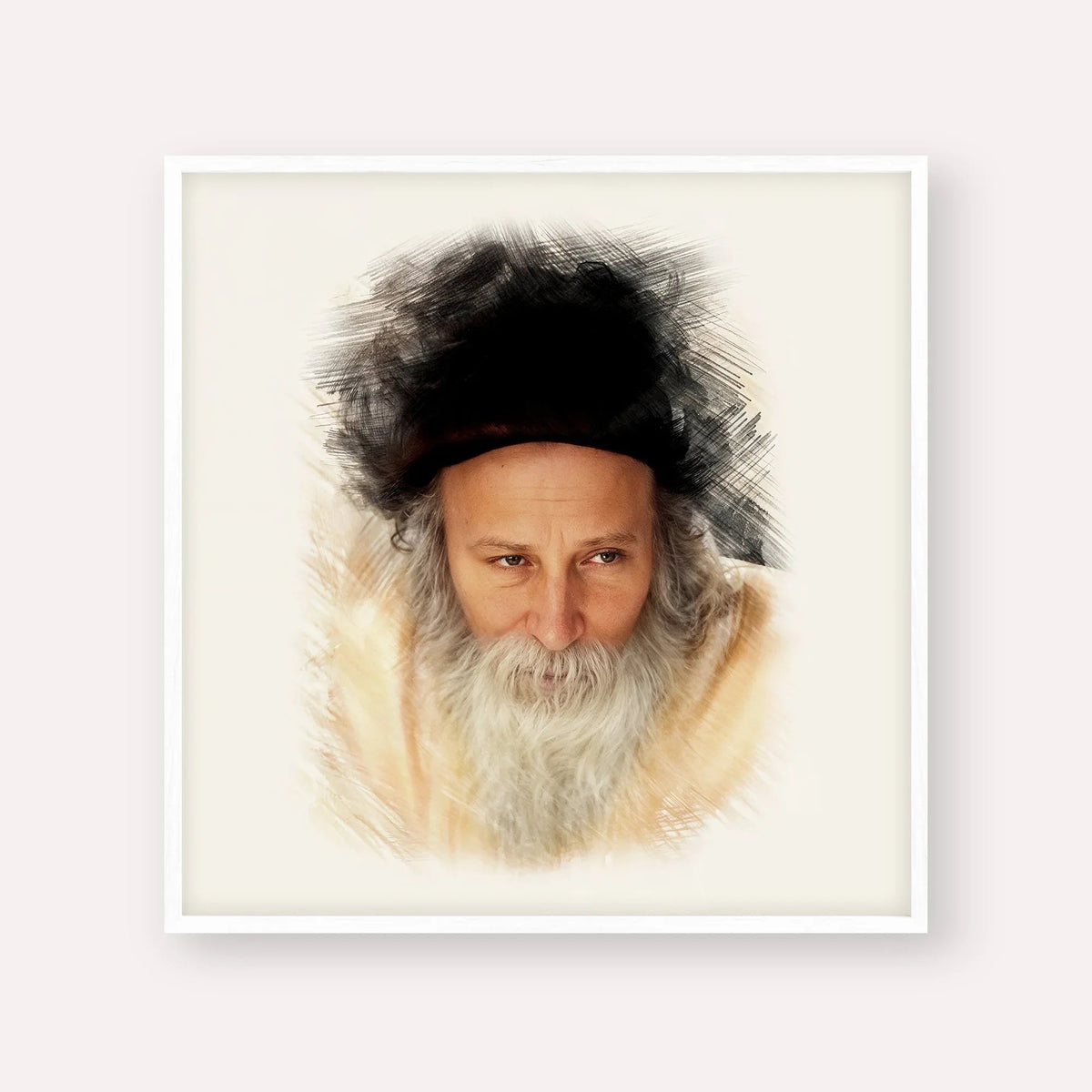Rabbi Yitzchak Meir Morgenstern, color portrait with white frame; square format example