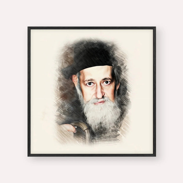Rabbi Yitzchok Zev Soloveitchik (The Brisker Rav), color portrait with black frame; square format example