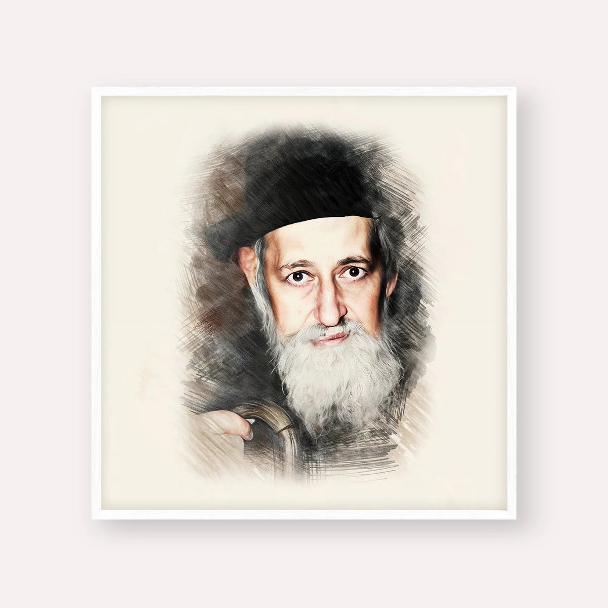 Rabbi Yitzchok Zev Soloveitchik (The Brisker Rav), color portrait with white frame; square format example