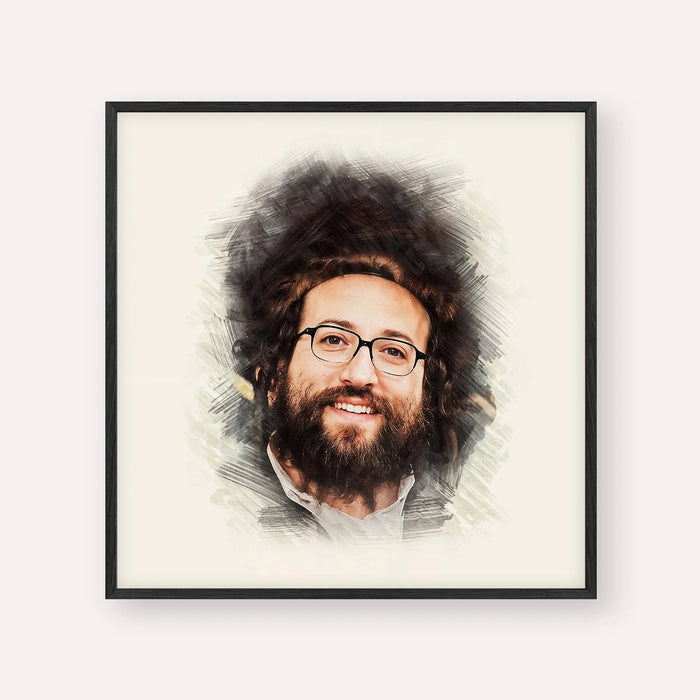 Rabbi Yoel Roth, color portrait with black frame; square format example
