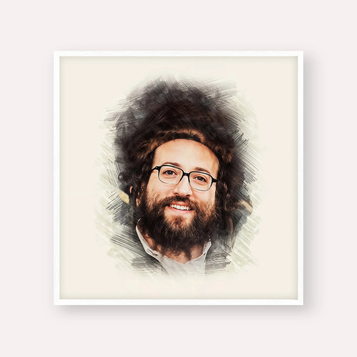 Rabbi Yoel Roth, color portrait with white frame; square format example