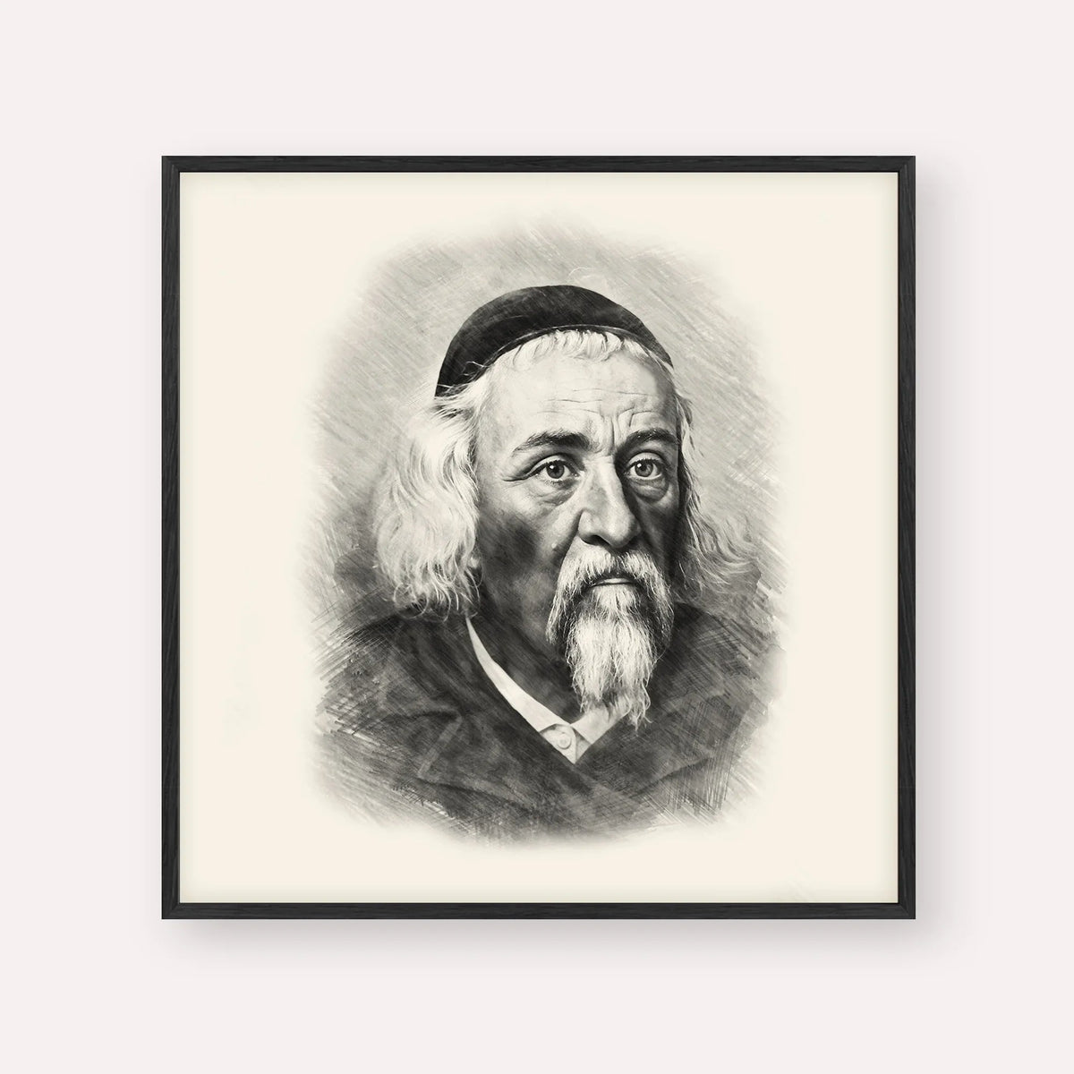 Rabbi Yosef Dov Soloveitchik - Beis Halevi, black & white portrait with black frame; square format example