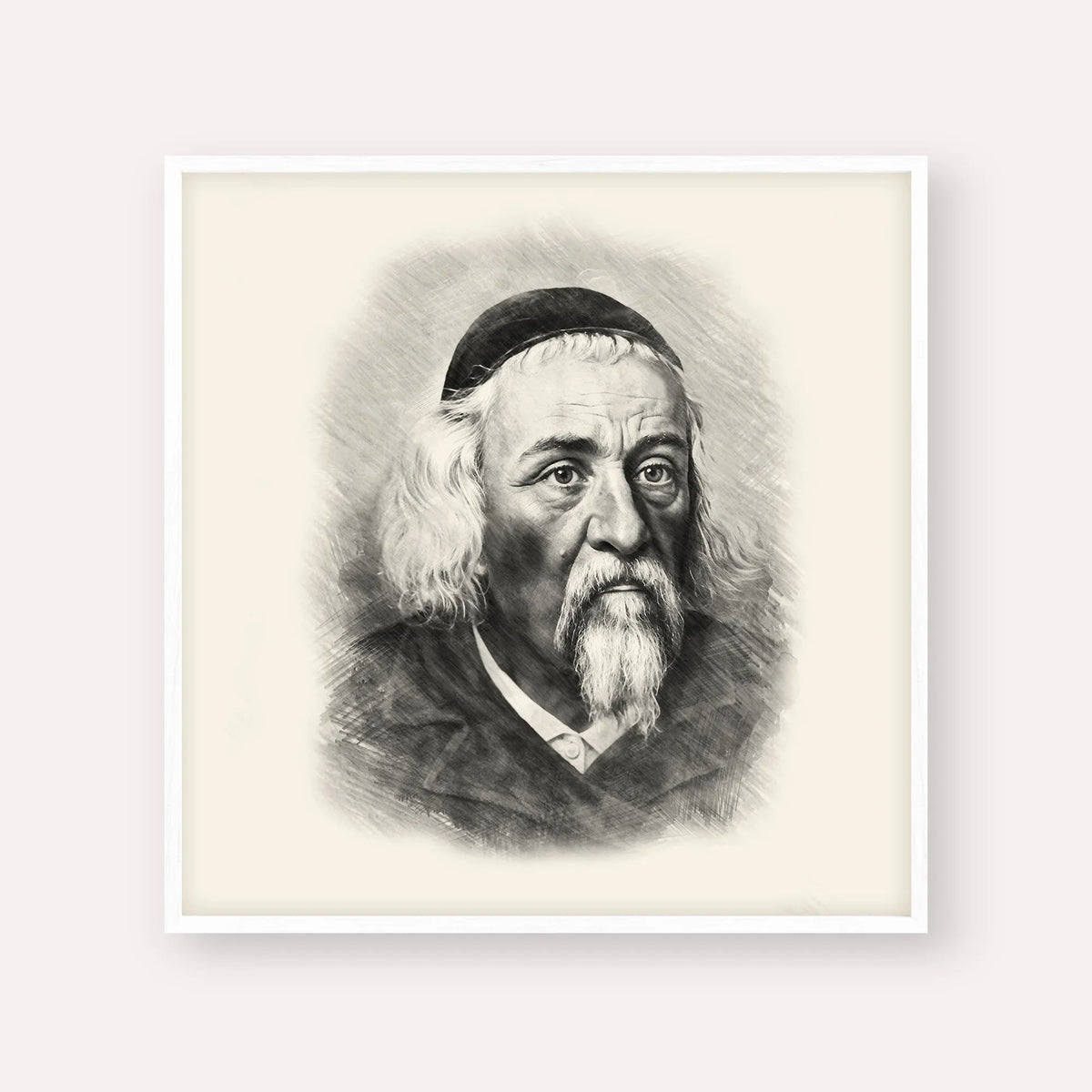 Rabbi Yosef Dov Soloveitchik - Beis Halevi, black & white portrait with white frame; square format example