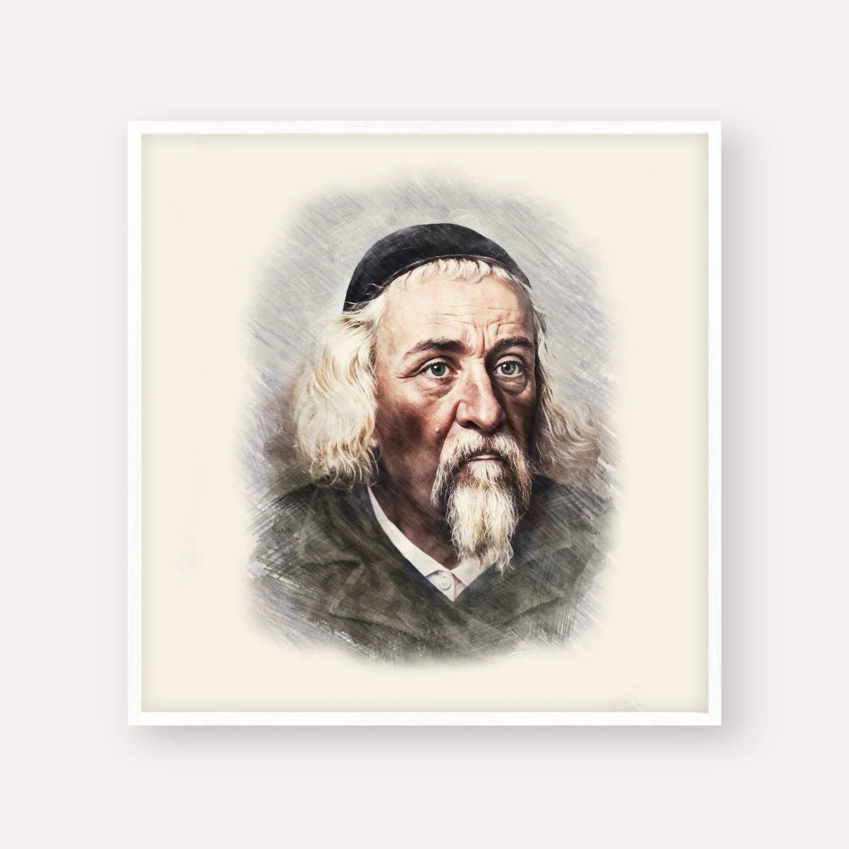 Rabbi Yosef Dov Soloveitchik - Beis Halevi, color portrait with white frame; square format example