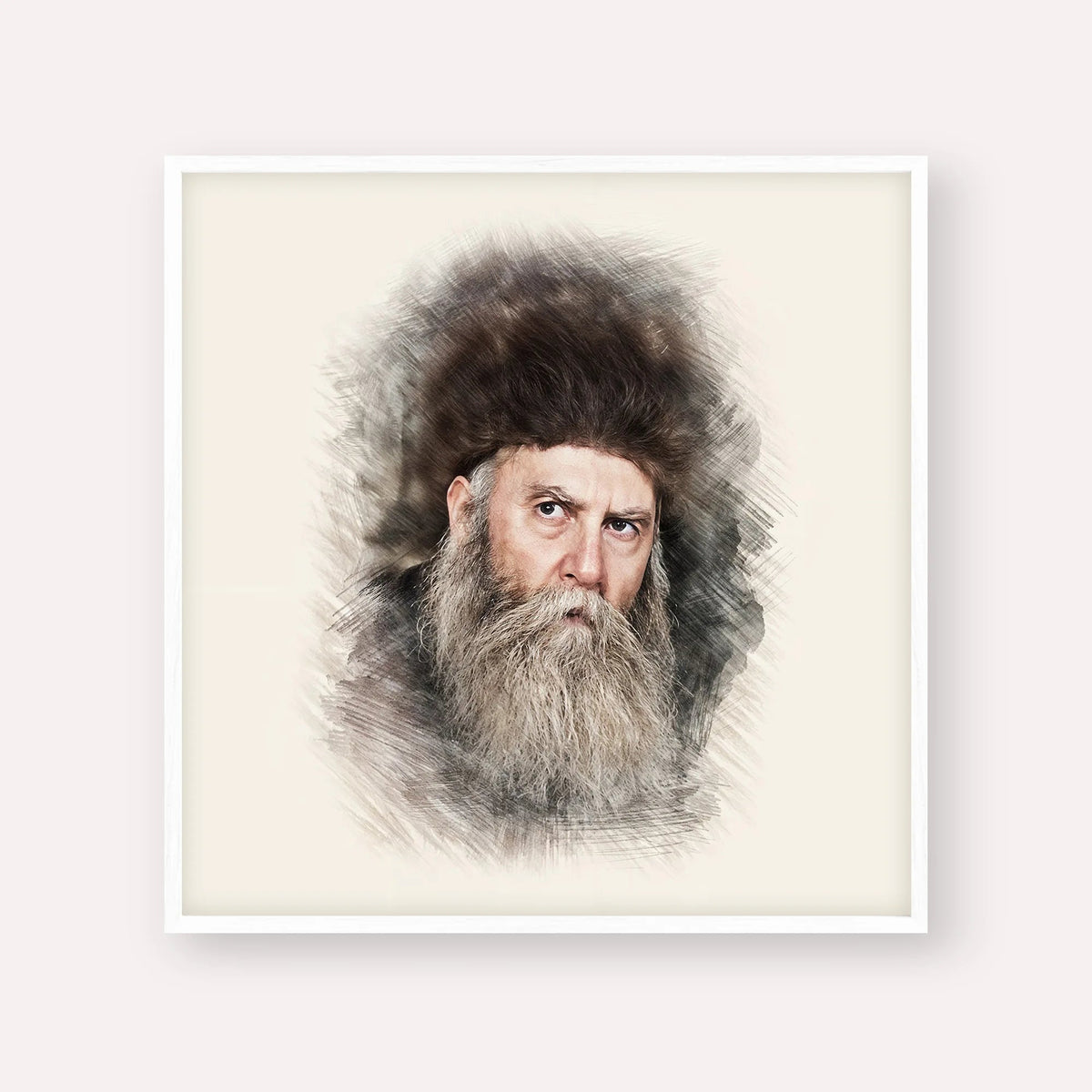 Rabbi Yosef Yitzchak Schneersohn, color portrait with white frame; square format example
