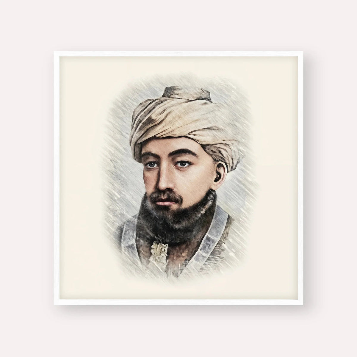 Rambam, color portrait with white frame; square format example