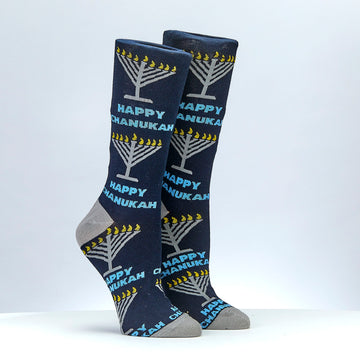 Rite Lite Rambam Menorahs Adult Crew Socks, Cotton Blend