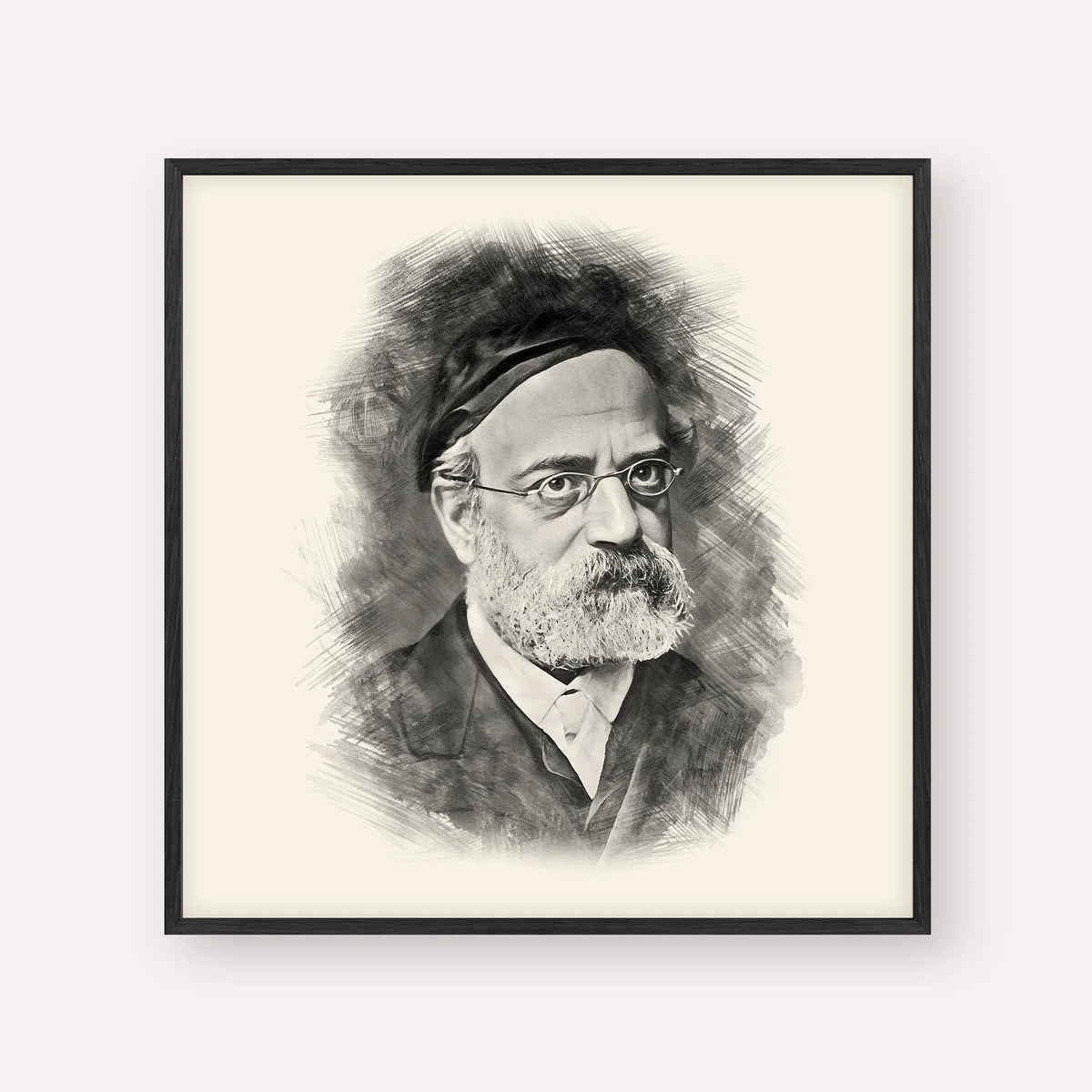 Rav Samson Raphael Hirsch, black & white portrait with black frame; square format example