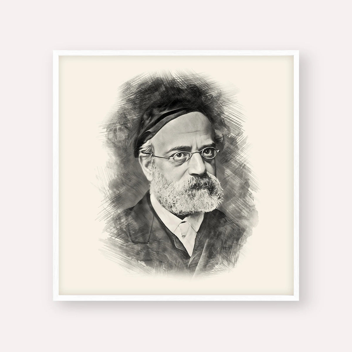 Rav Samson Raphael Hirsch, black & white portrait with white frame; square format example