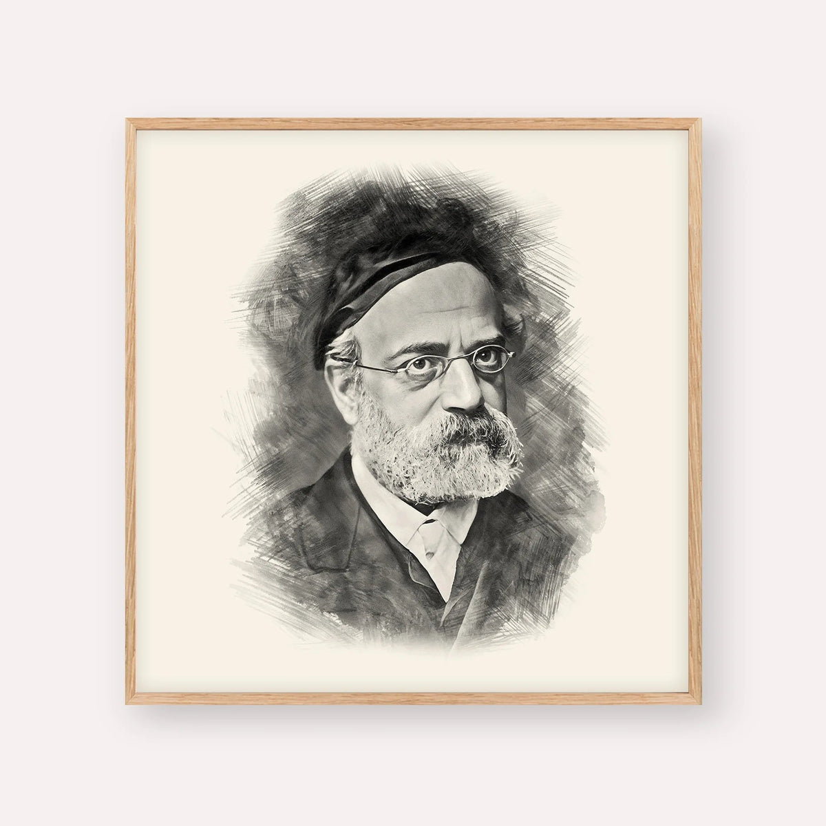 Rav Samson Raphael Hirsch, black & white portrait with wood frame; square format example