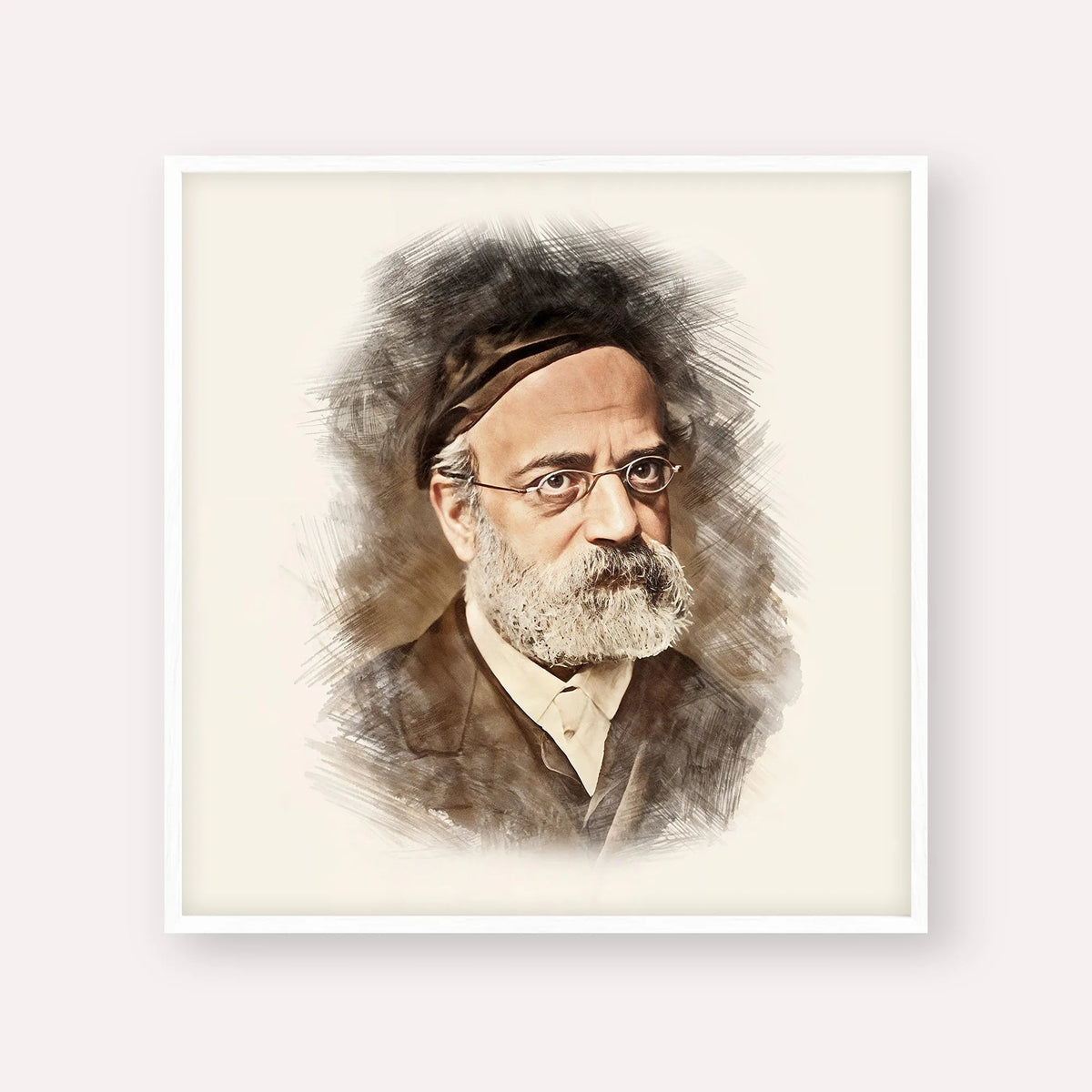 Rav Samson Raphael Hirsch, color portrait with white frame; square format example