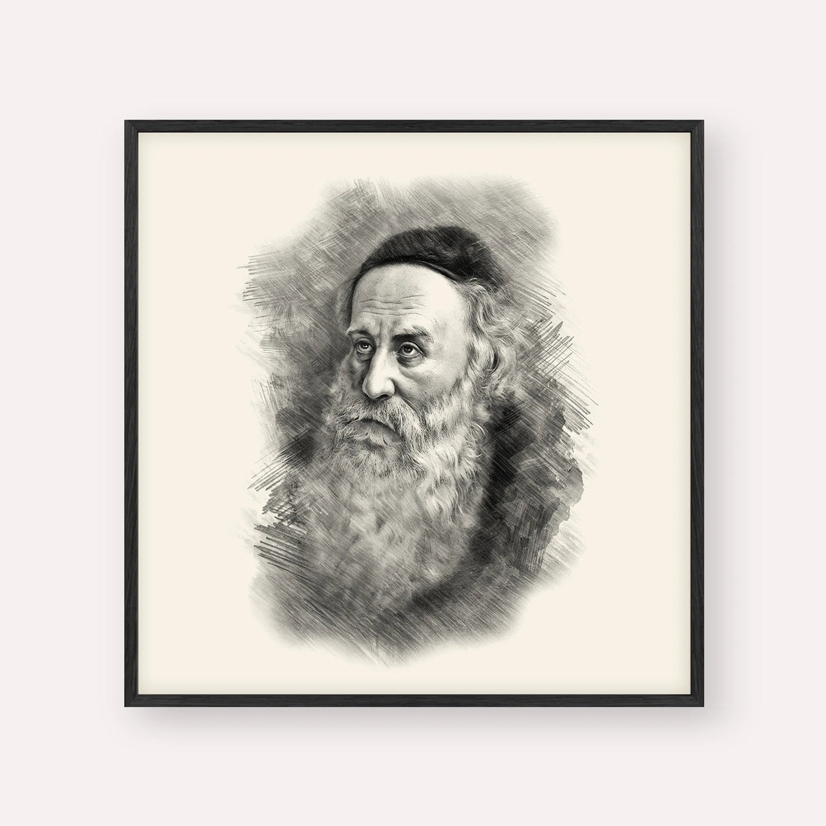 Rav Shneur Zalman (Baal HaTanya), black & white portrait with black frame; square format example