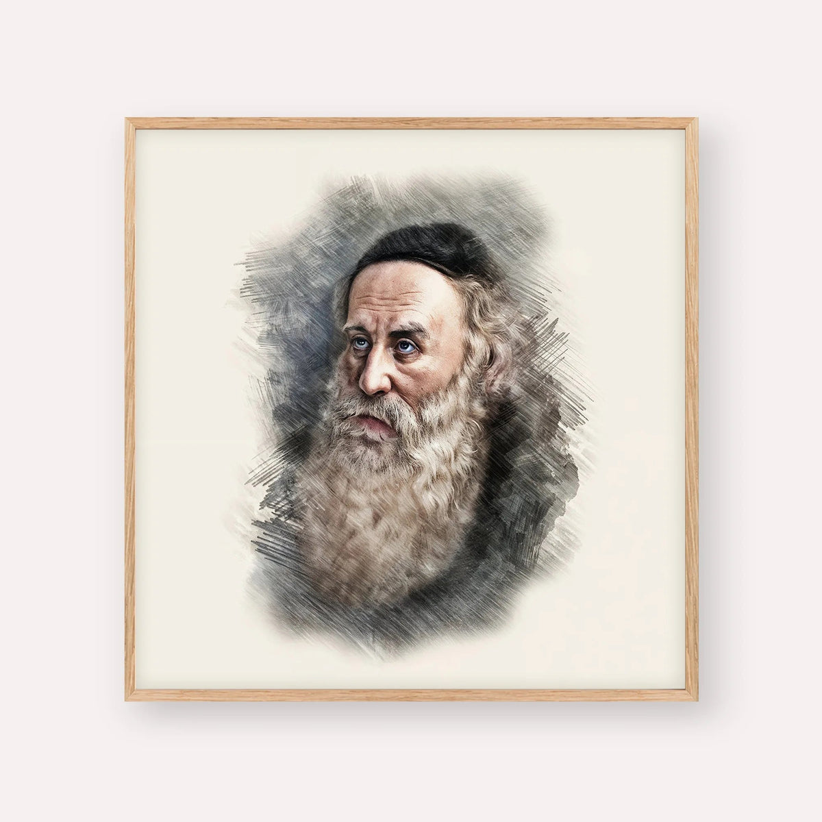 Rav Shneur Zalman (Baal HaTanya), color portrait with wood frame; square format example