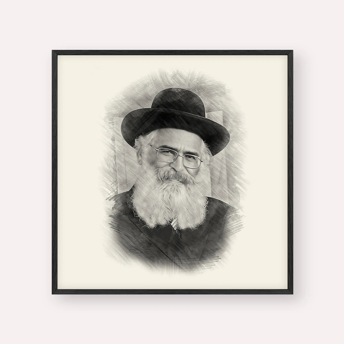 Rav Yoram Abergel, black & white portrait with black frame; square format example