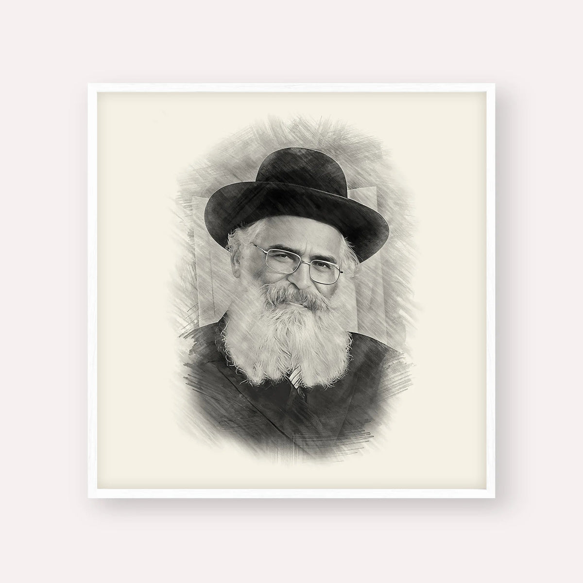 Rav Yoram Abergel, black & white portrait with white frame; square format example