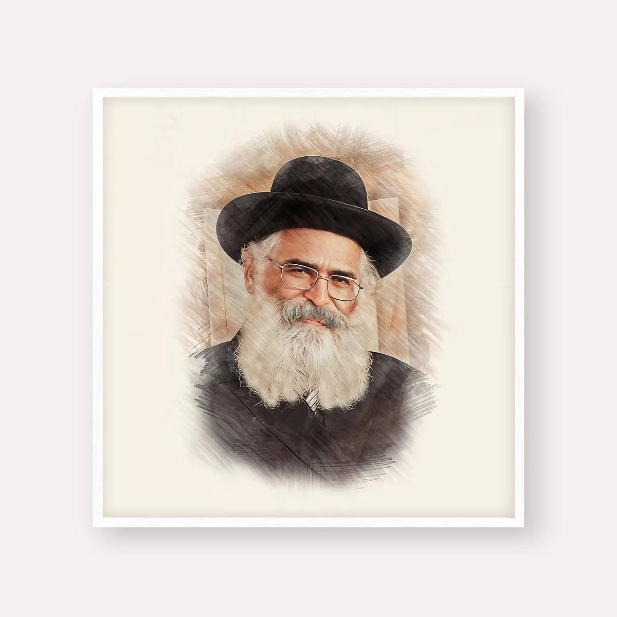 Rav Yoram Abergel, color portrait with white frame; square format example