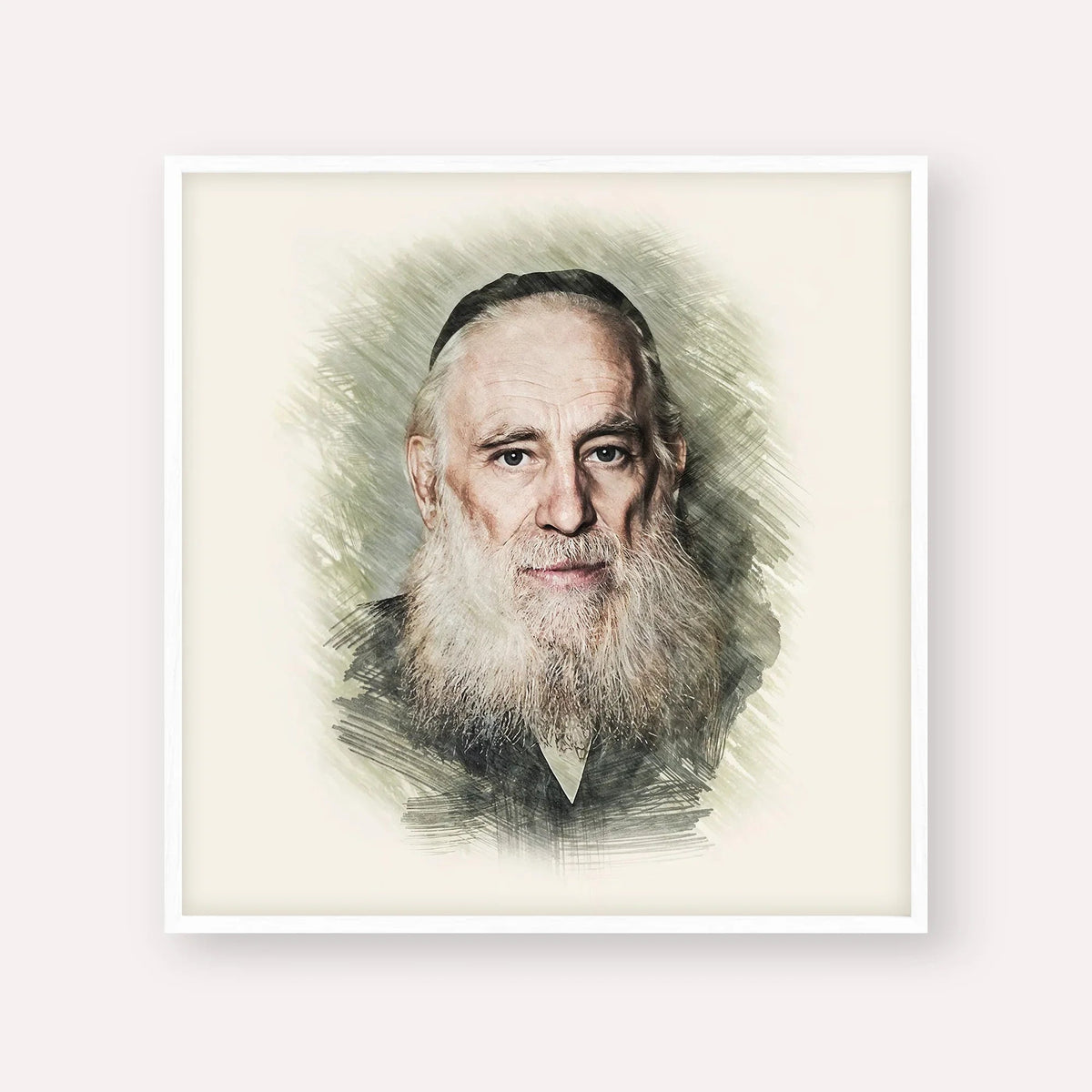 Rav Yosef Shlomo Kahaneman (Ponevezher Rav), color portrait with white frame; square format example