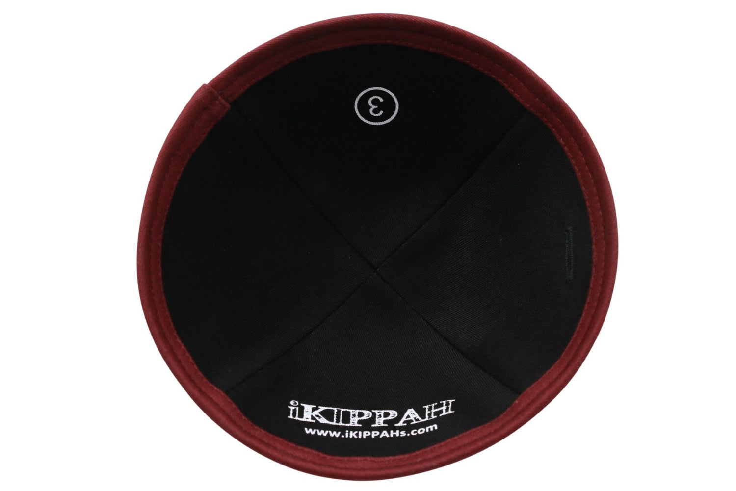 Close-up of Burgundy Velvet Kippah rim trim detail