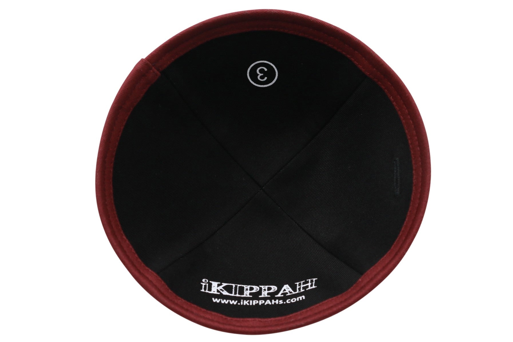 Close-up of Burgundy Velvet Kippah rim trim detail