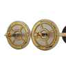 Shoshanim Torah roller handles and discs with gold-colored details, design AF-6