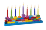 Cast-resin Chanukah menorah with a sculpted brick-wall motif