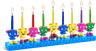 Colorful cast-resin Chanukah menorah with dancing menorah figures