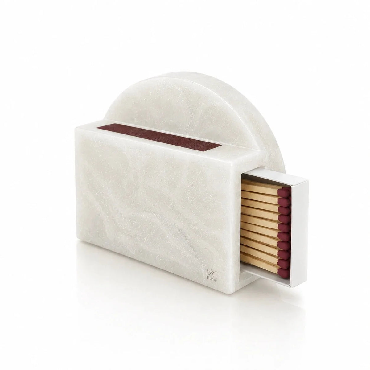 Resin Shabbos matchbox holder displayed beside candle-lighting accessories