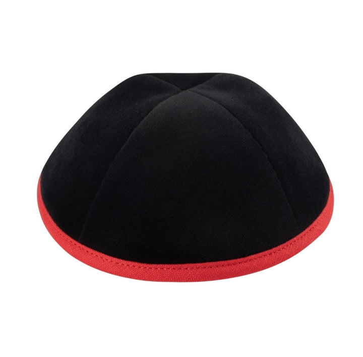 Black Velvet Kippah – Red Rim Yarmulke