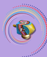 Brightly colored dreidel — wooden dreidel painted in bold colors with its wooden stand | Judaica Square Lakewood