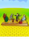 Wizard of Oz menorah — spinning repurposed Oz figures with ruby dreidel and brass cups | Judaica Square Lakewood