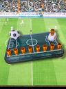 Soccer Menorah — repurposed player figure with wood dreidel and aluminum cups | Judaica Square Lakewood