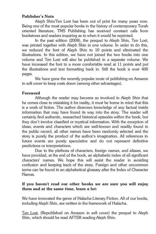 Aleph Shin - A Novel — English Seforim