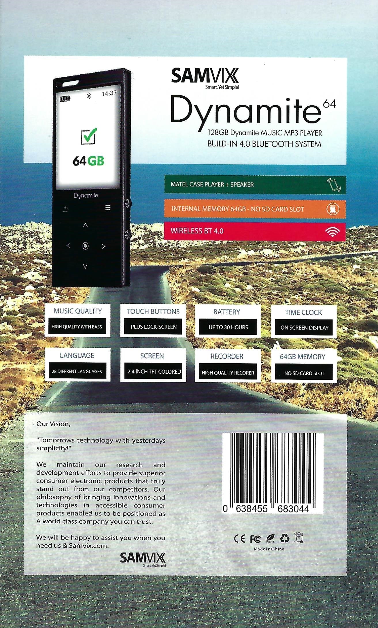 Samvix - Dynamite 64 MP3 Player - Black — kosher MP3 player | Judaica Square Lakewood