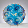 Rite Lite Blue Marble Design Glass Round Seder Plate