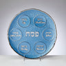 Rite Lite Blue Pebble Glass Round Seder Plate