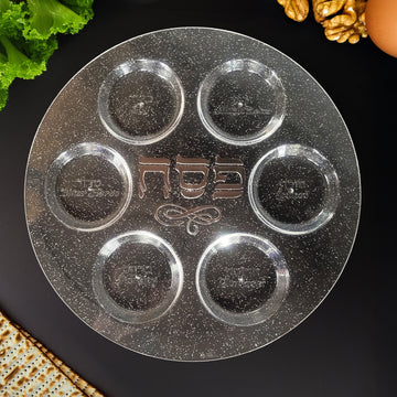 Rite Lite Clear Plastic Seder Plate With Glitter