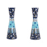 Shabbat Candlesticks, Hand Painted Blue Layers, 7 in, front view