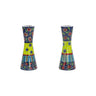 Shabbat Candlesticks, Multicolor Hand Painted, 4.7 in, front view