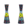 Shabbat Candlesticks, Multicolor Hand Painted, 7 in, front view