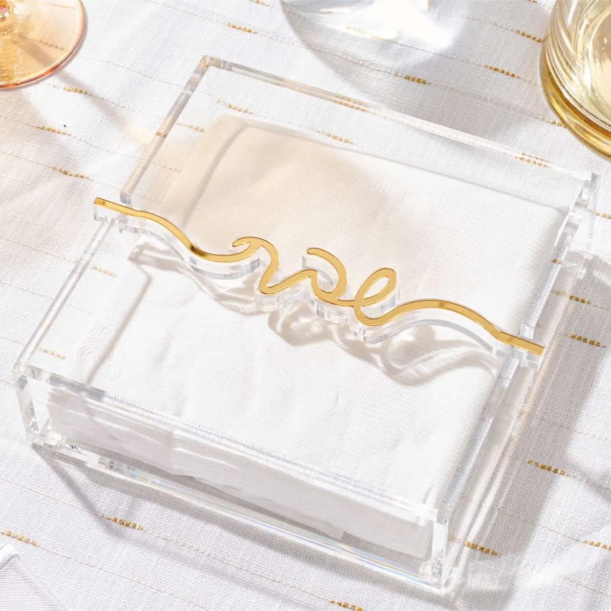 Shabbos Bar Napkin Holder — Lucite Shabbos Napkin Holder view 2 | Judaica Square Lakewood