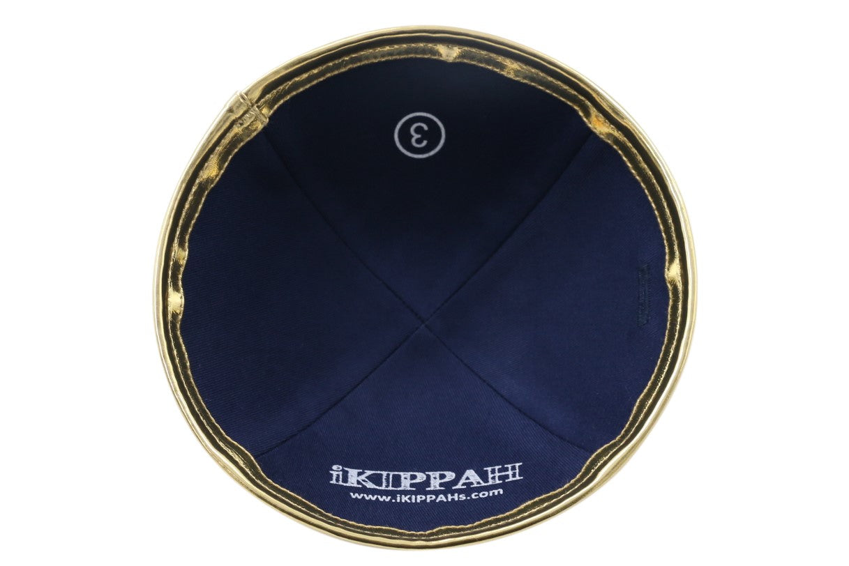 Close-up of Leather Kippah lining and stitching