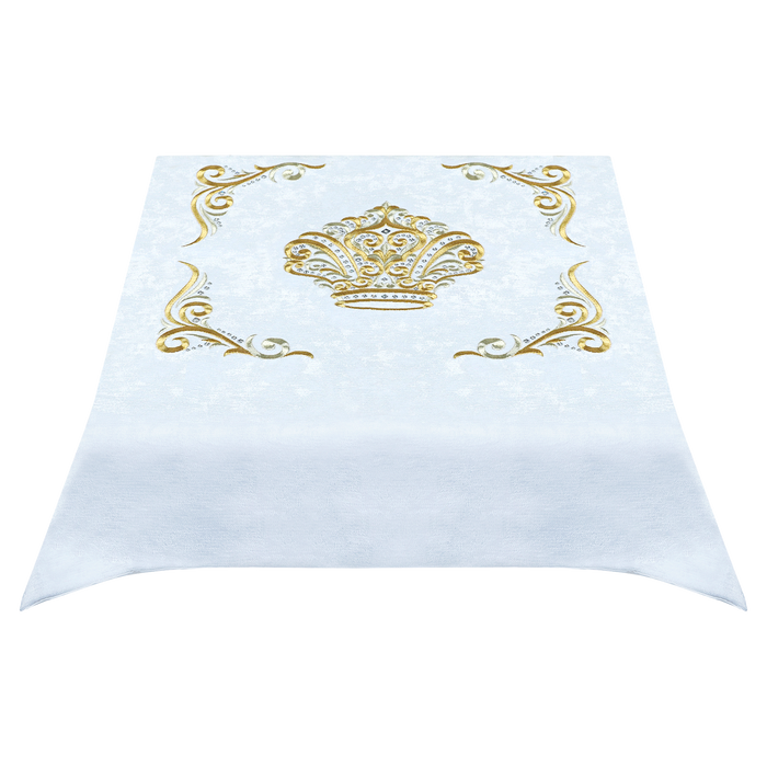White velvet shtender cover with gold crown embroidery, style 819