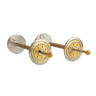 Flower-design Torah rollers with gold-colored discs and wooden shafts, design AF-1