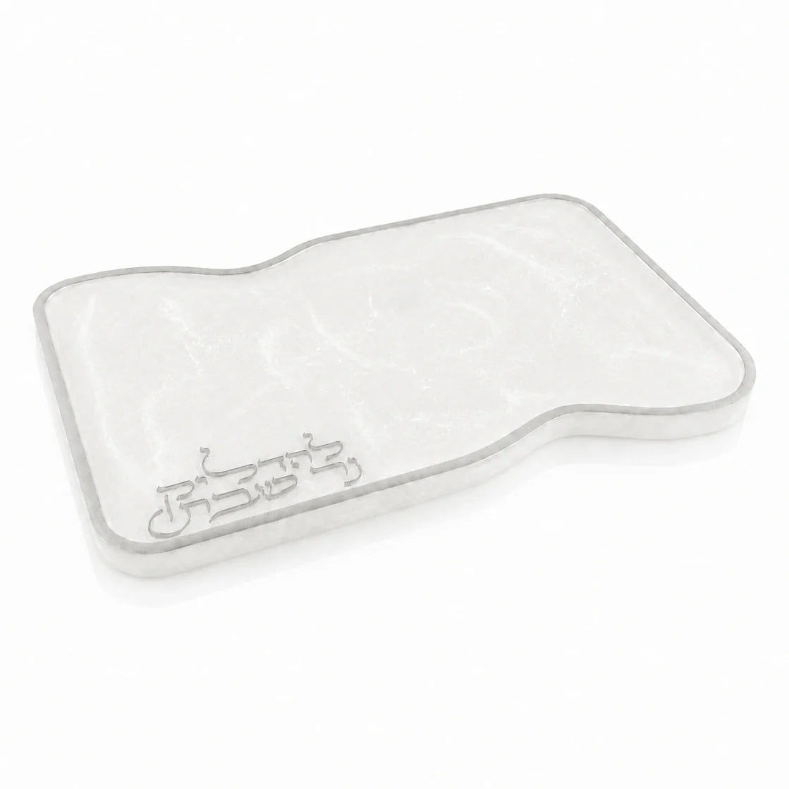 Silver-trim curved marbled resin Hadlokas Neiros tray