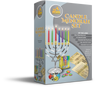 Ner Mitzvah silver-plated candle menorah set package with 44 candles, dreidels, play gelt, and guide